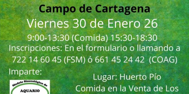 Cartel informativo de jornada de formación de agricultura generativa 30-01-2026