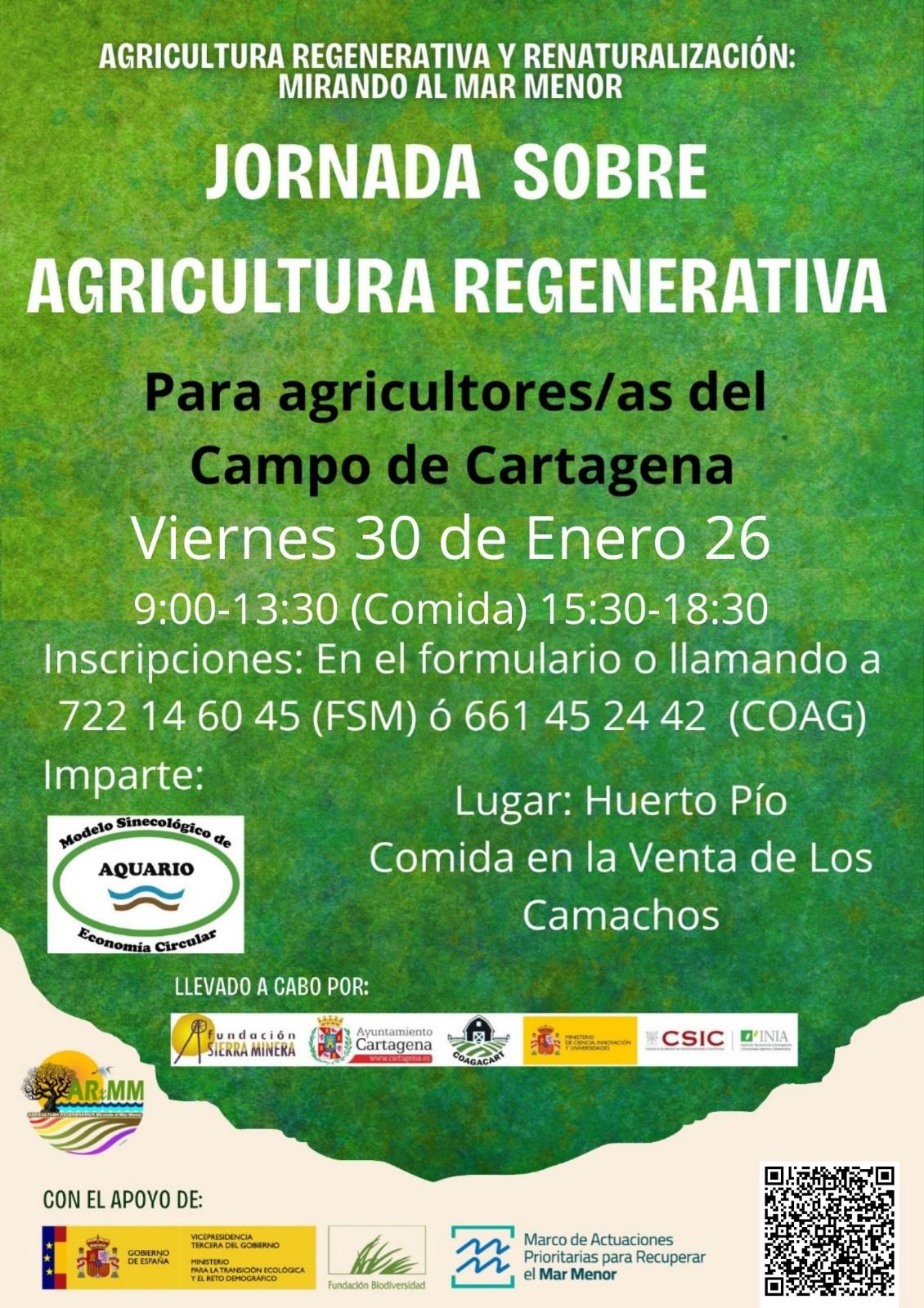 Cartel informativo de jornada de formación de agricultura generativa 30-01-2026