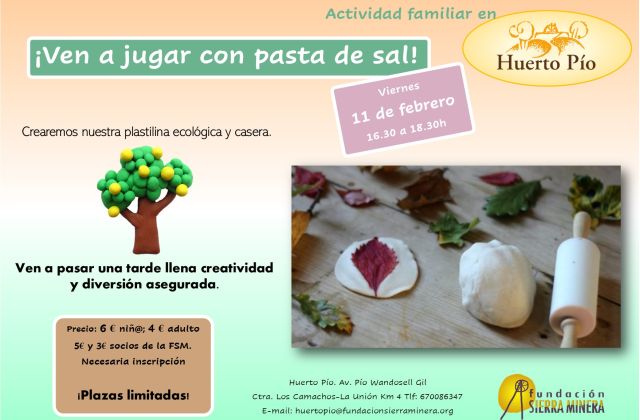 Taller pasta de sal. Ven y crea con nosotras tu propia plastilina ecológica.